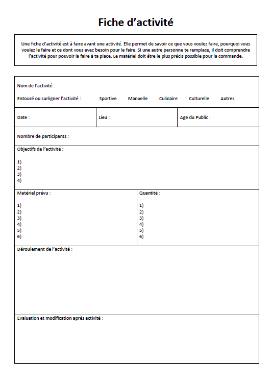 Exemple De Fiche D Activit Animation YFJNH Exemple De Fiche D Activit Animation YFJNH